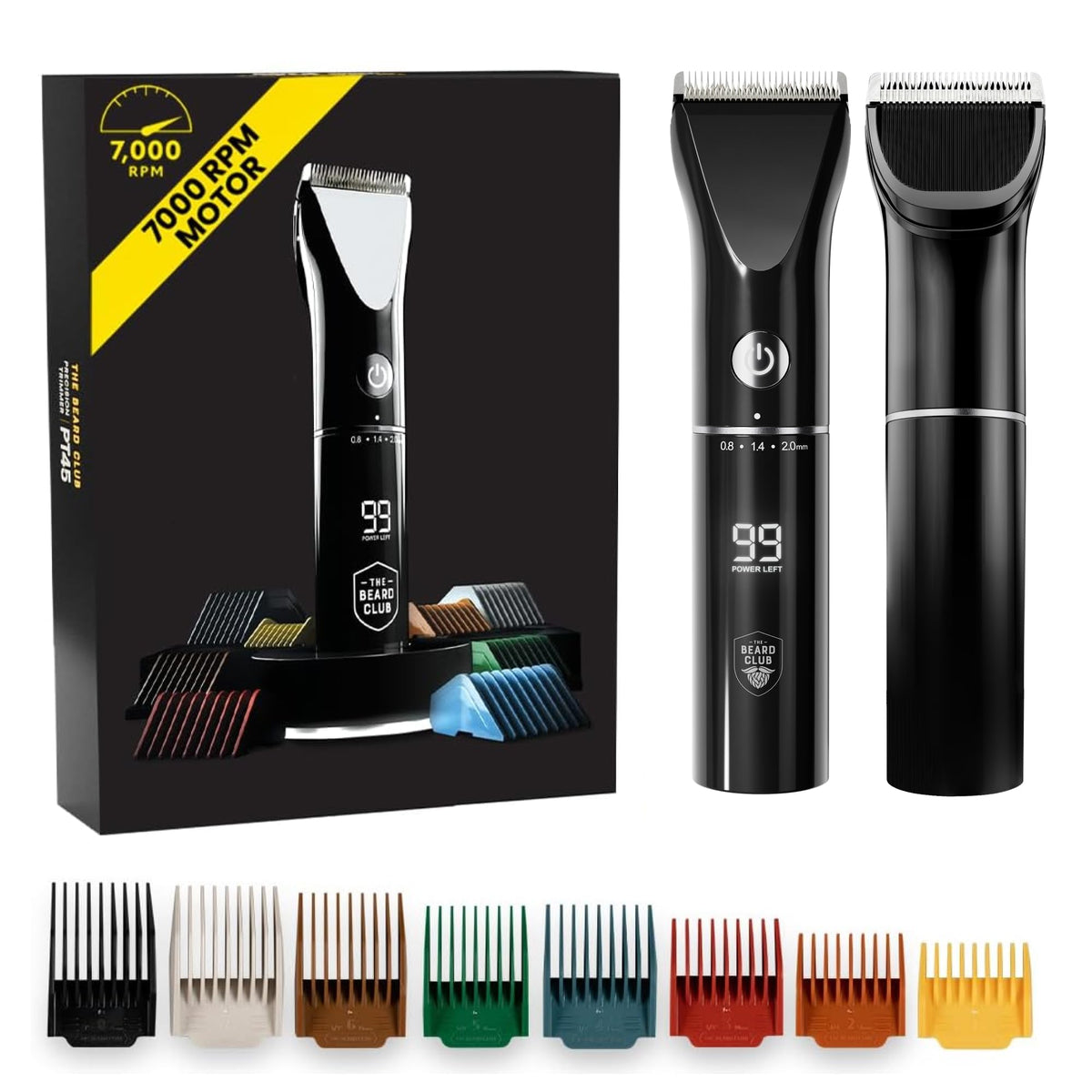 The Beard Club tondeuse barbe, moteur 7000 tr/min pour des coupes nettes.
