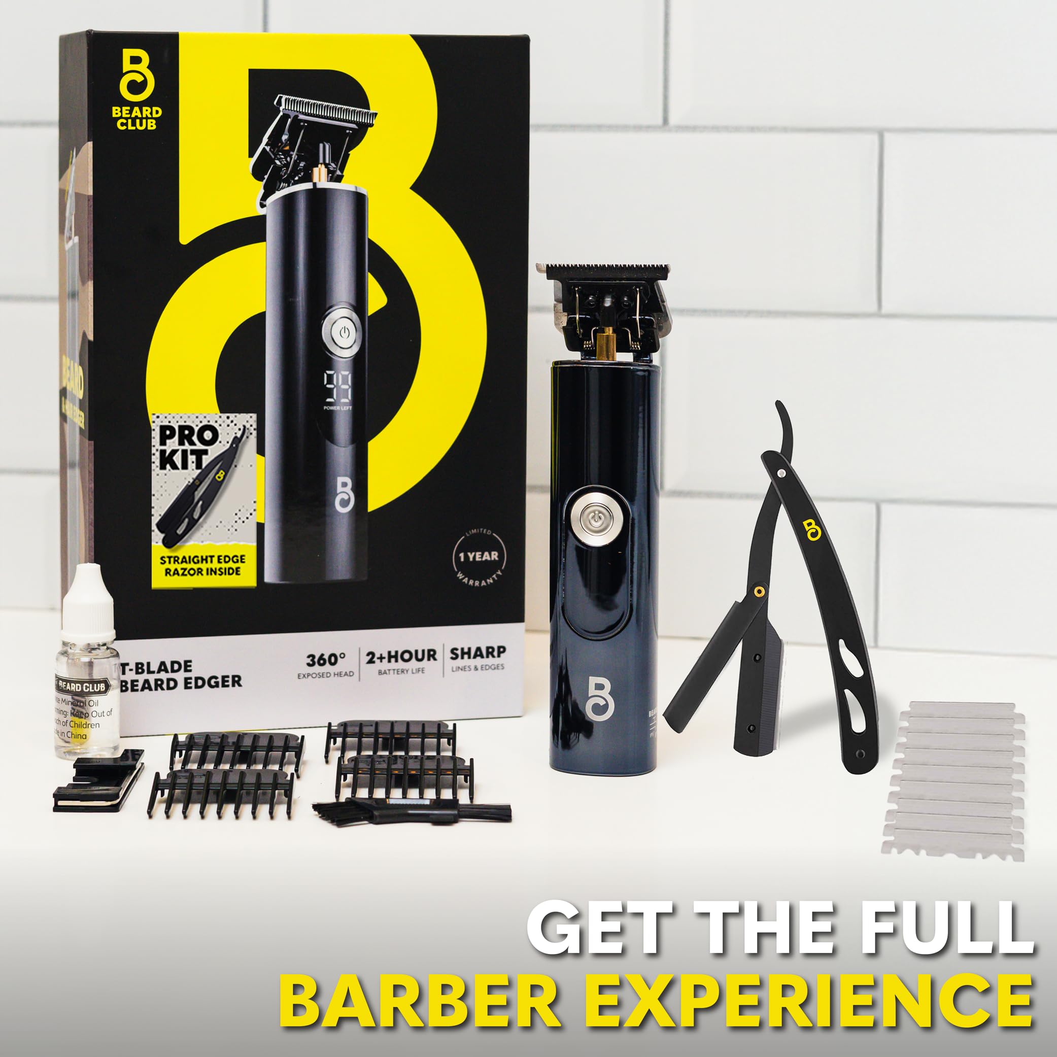 The Beard Club Trimmer en action: utilisation sans fil et autonomie jusqu’à deux heures.