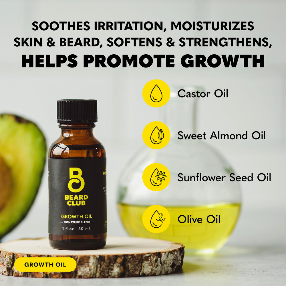 The Beard Club Vitamines croissance barbe bouteille offrant des nutriments essentiels.