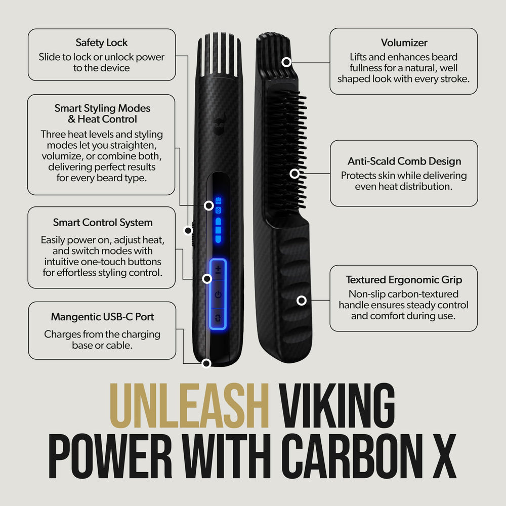 The Beard Struggle Carbon X: ionique anti-frisage pour un fini soigné.