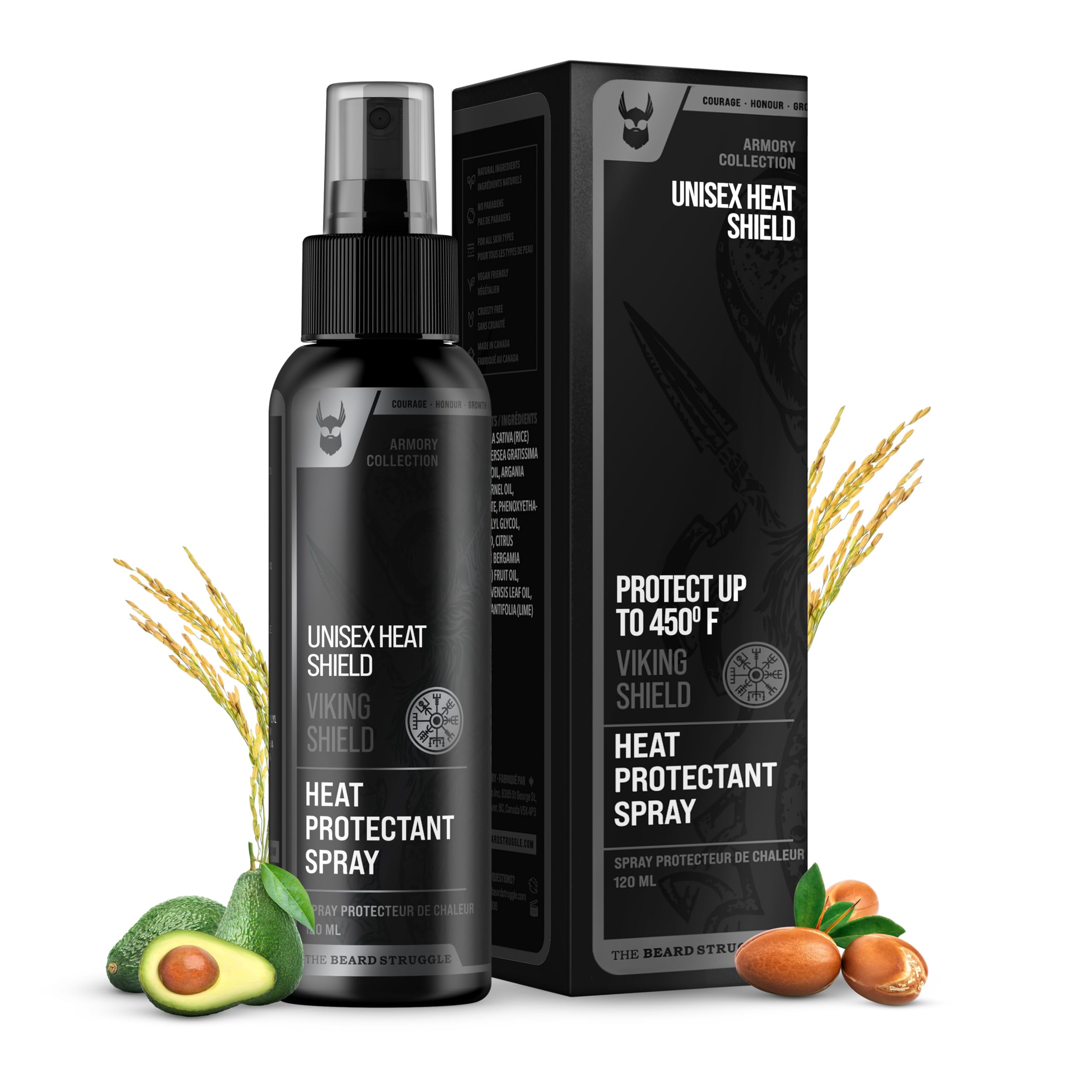 The Beard Struggle Viking Shield Beard Spray, bouteille 120 ml prête à l’emploi et facile.