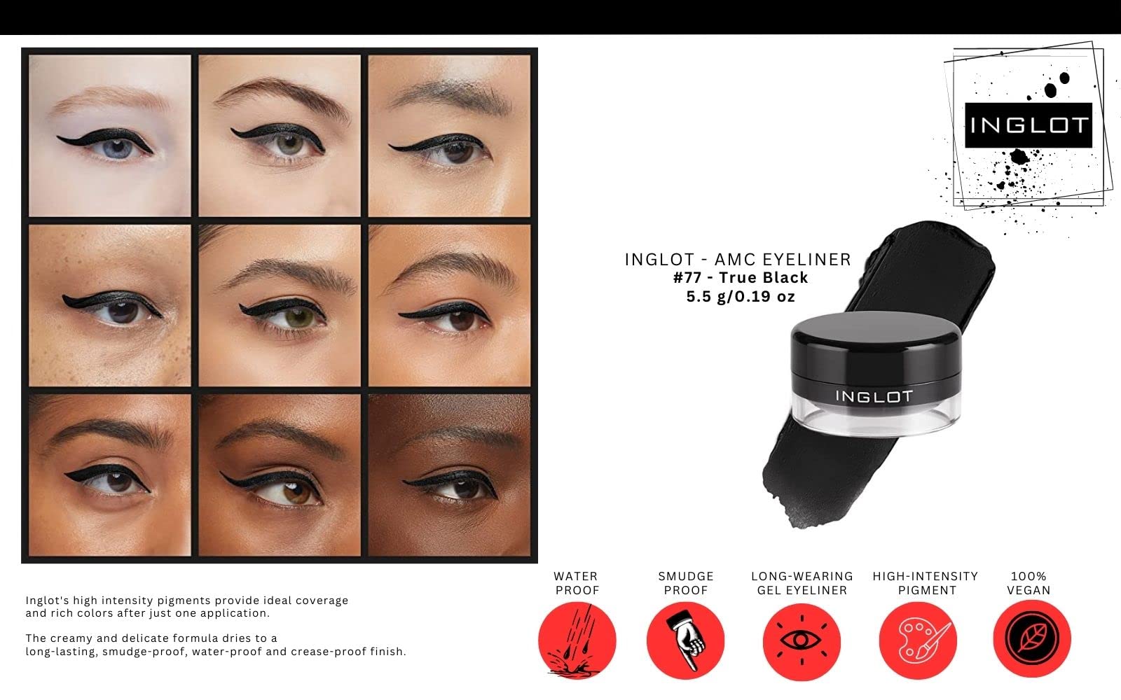 The Beauty Box INGLOT Bundle Eyeliner Gel 77 — application fluide et fini net.