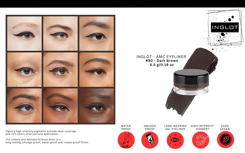 The Beauty Box INGLOT Bundle Eyeliner Gel 90 — texture crémeuse et résistance à l'eau.
