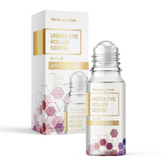 The Beauty Elixir rouleau-yeux retinol sur flacon, soin ciblé pour poches et cernes.