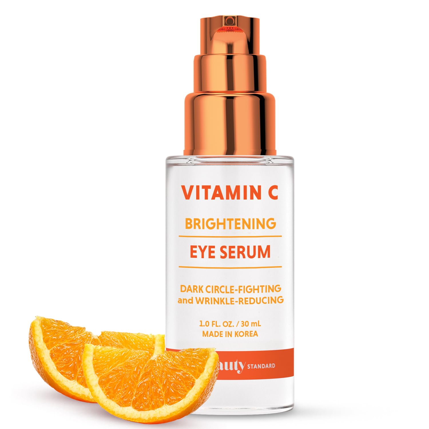 Sérum contour des yeux The Beauty Standard, flacon élégant, hydratant et éclaircissant les cernes.