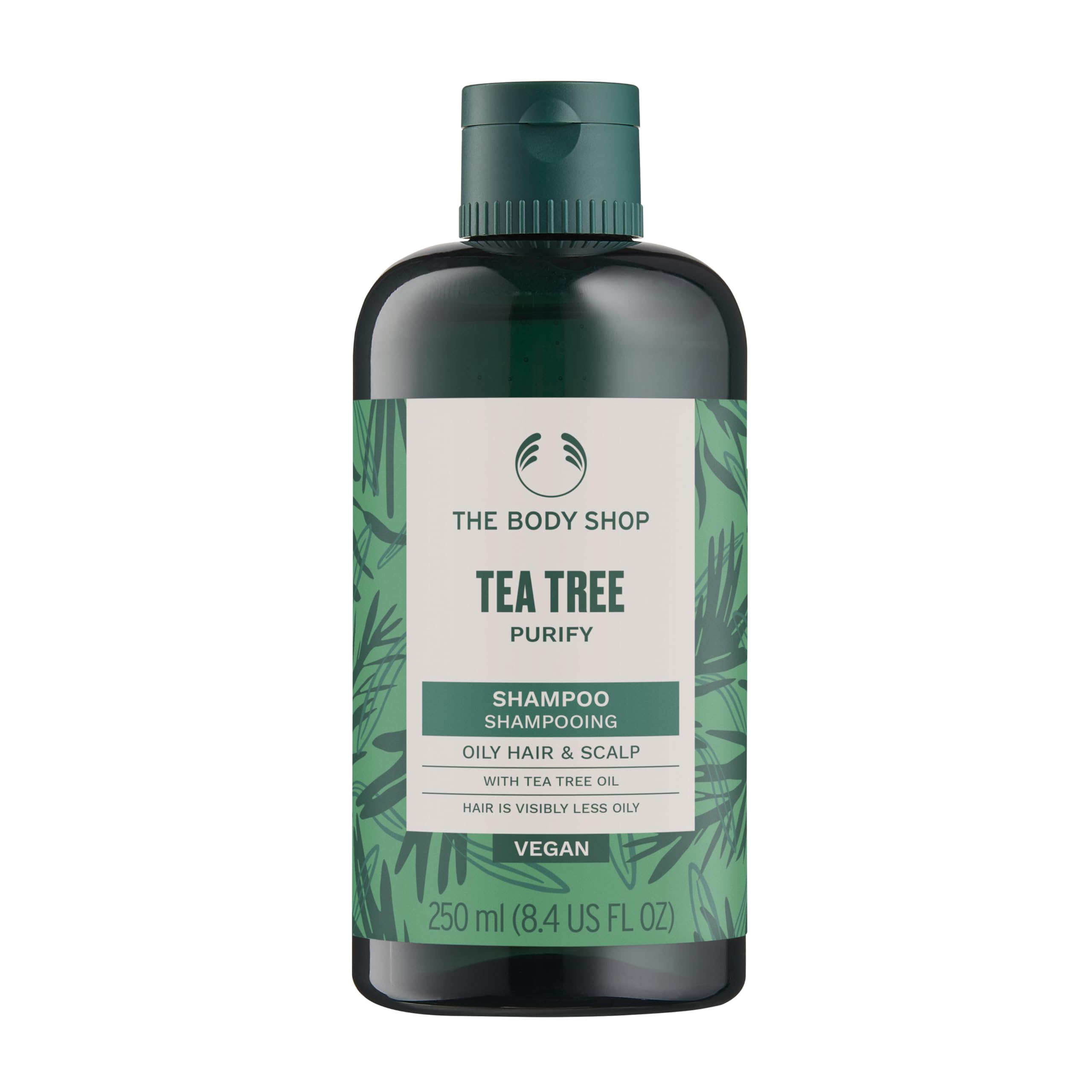 Shampooing purifiant The Body Shop dans un flacon pour cheveux gras.