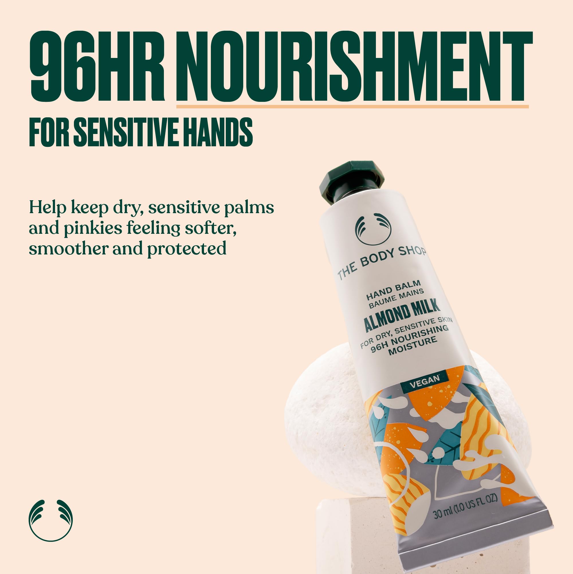 Baume mains The Body Shop lait d'amande, texture crémeuse et hydratante