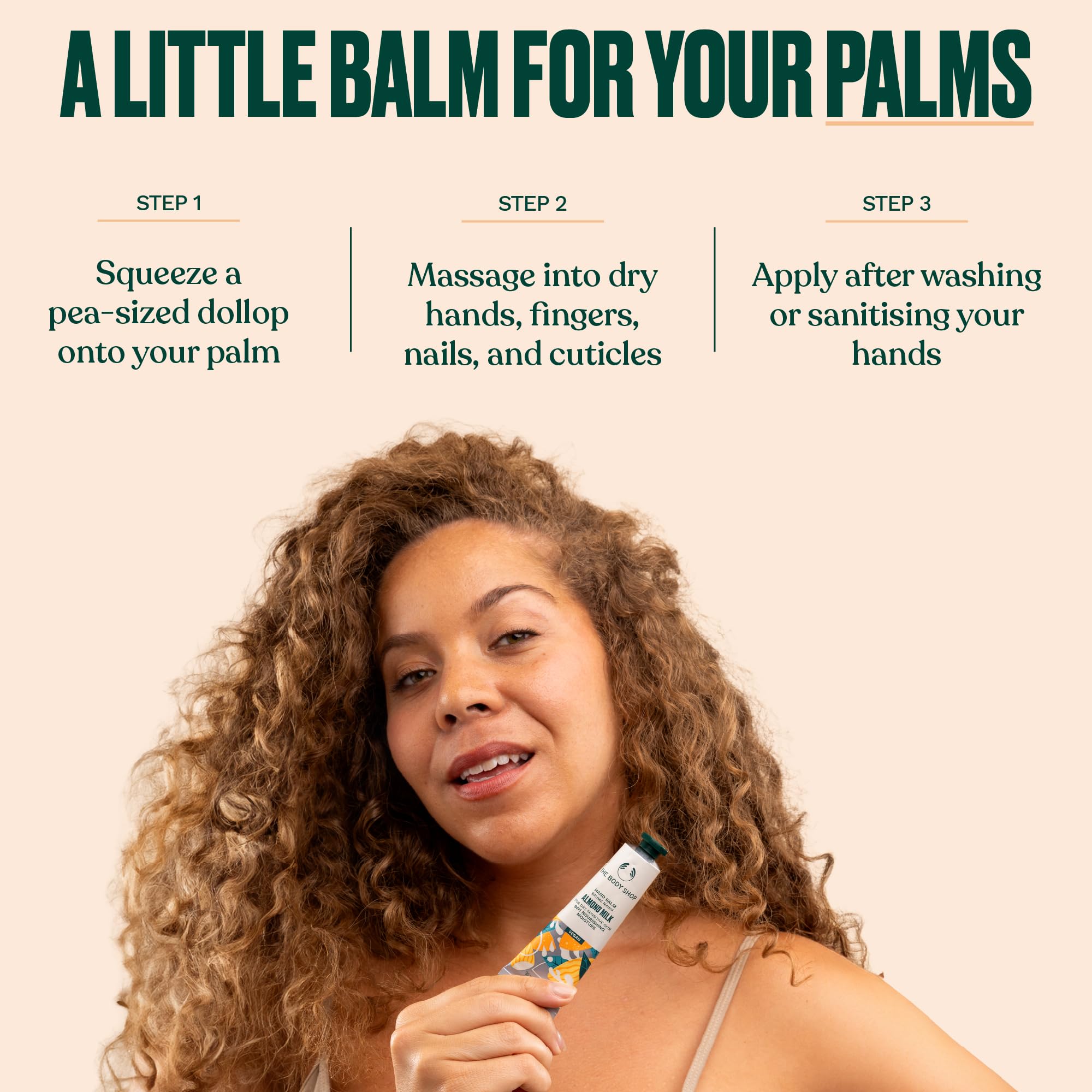 Baume mains The Body Shop lait d'amande, hydratation ciblée pour mains sèches