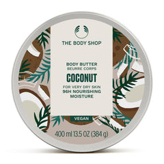 The Body Shop Coconut Body Butter – texture crèmeuse et soin nourrissant pour peau très sèche.