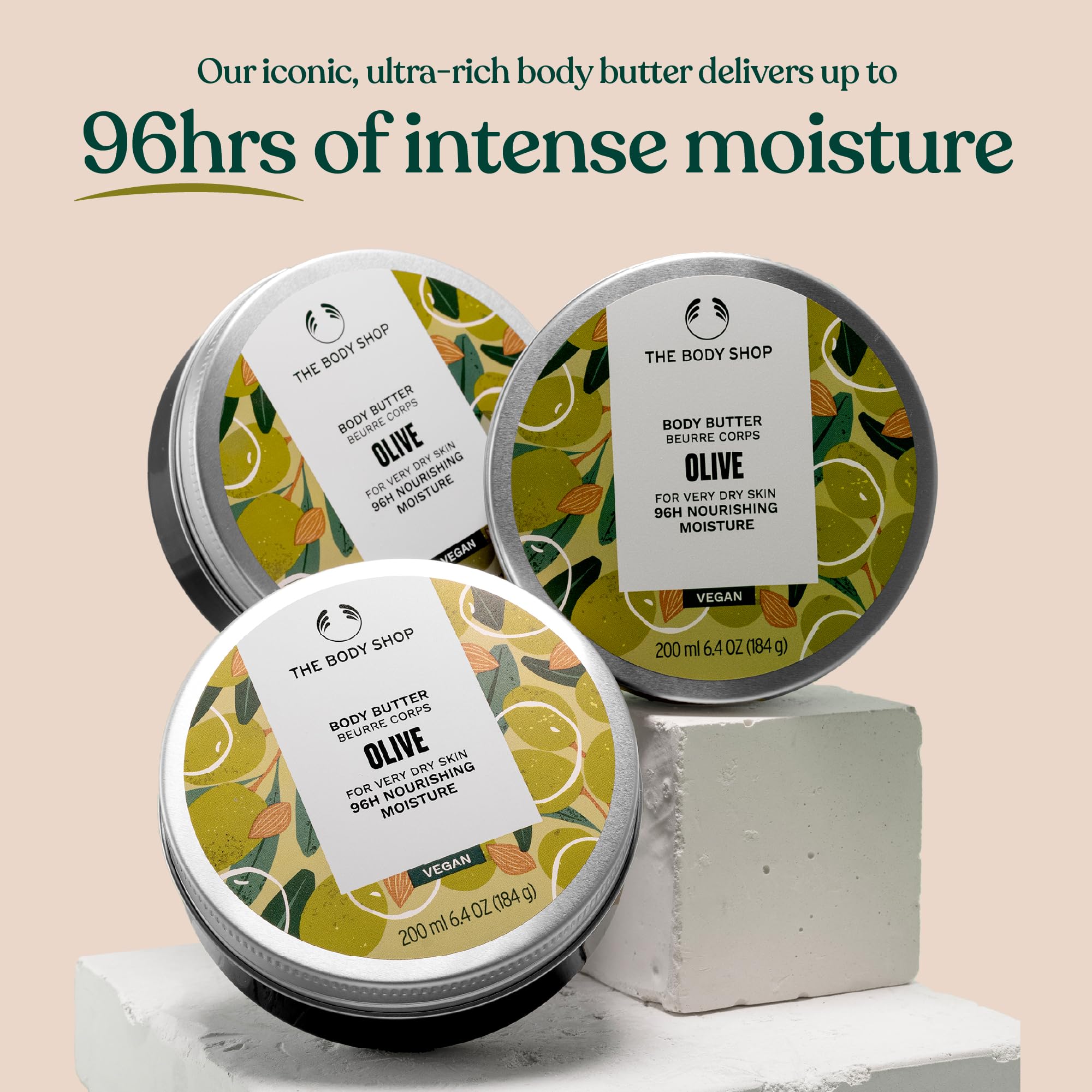 Application douce et non collante du beurre pour le corps à l'olive.