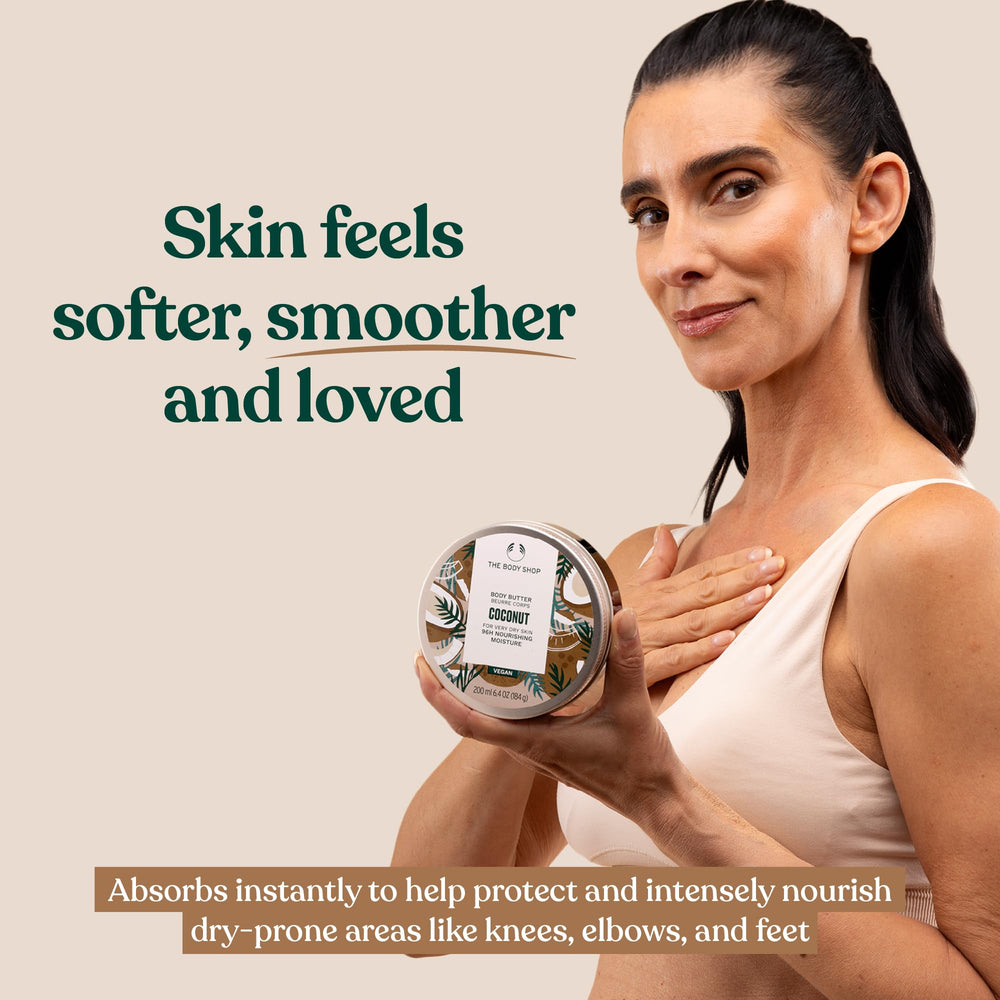 The Body Shop Coconut Body Butter – beurre de karité équitable et soin intensif pour la peau sèche.