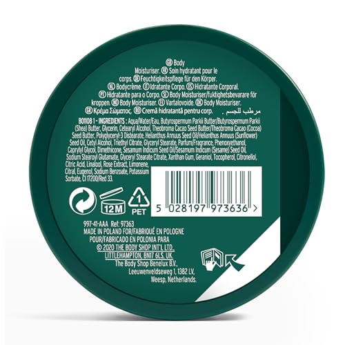Britsh Rose Body Butter – texture veloutée sur peau pour hydratation durable.