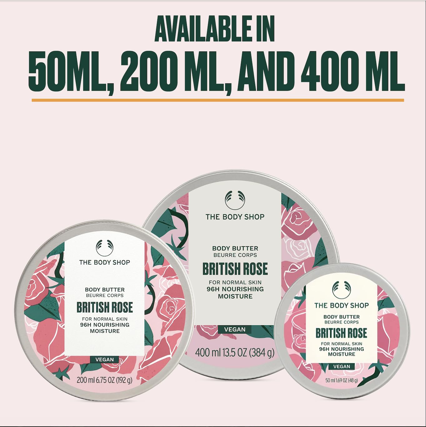 The Body Shop British Rose Body Butter – packaging écoresponsable et ingrédients durables.