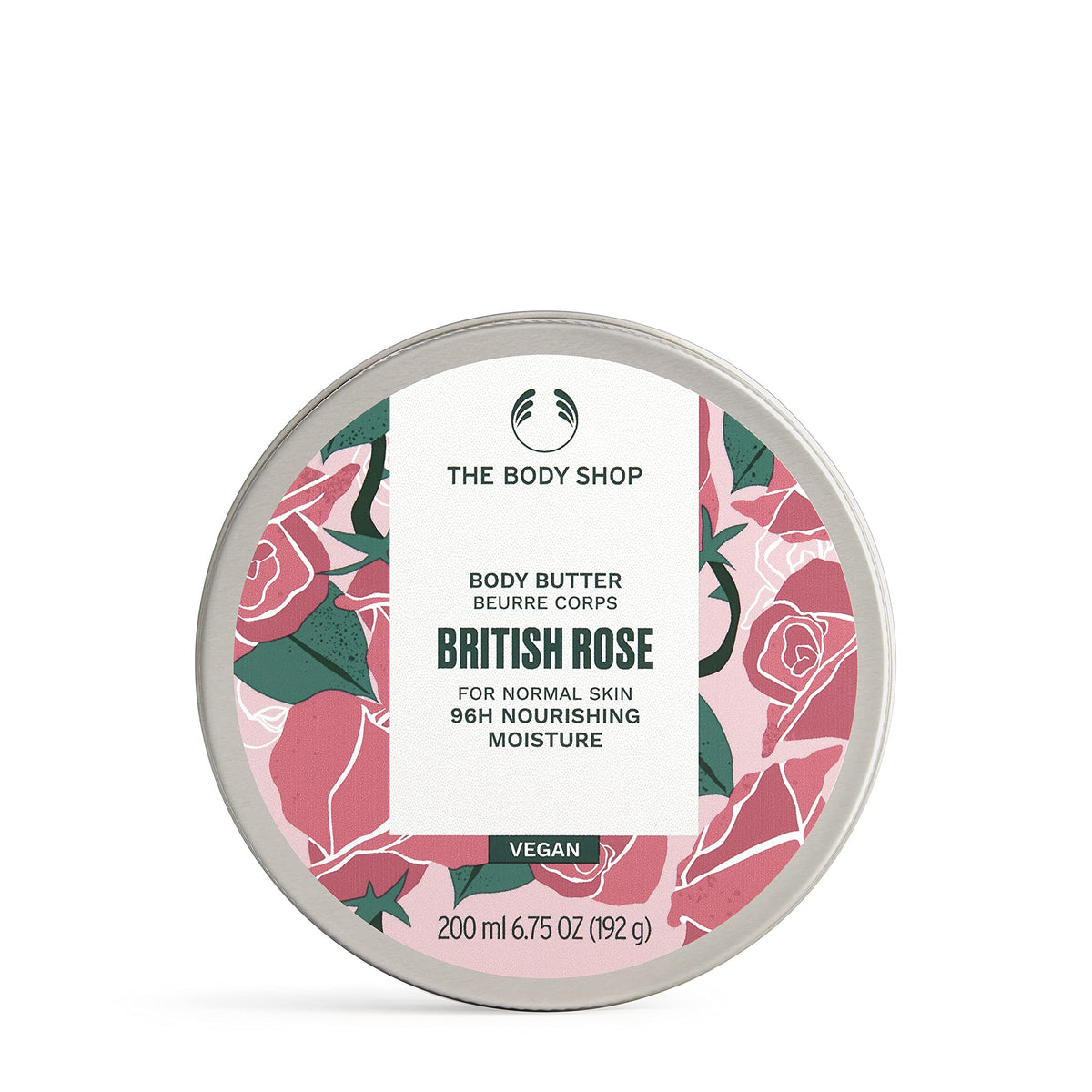 The Body Shop British Rose Body Butter – emballage aluminium et tube recyclable, réduction des déchets.