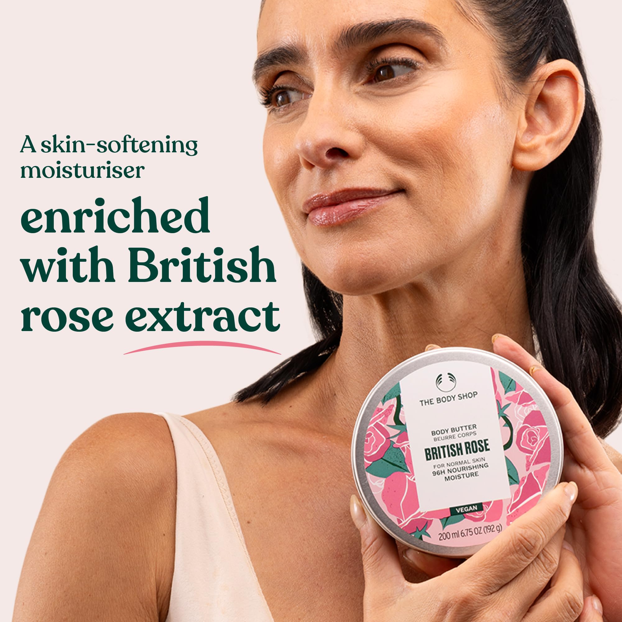 British Rose Body Butter – hydratation 96 heures pour peau normale à sèche.
