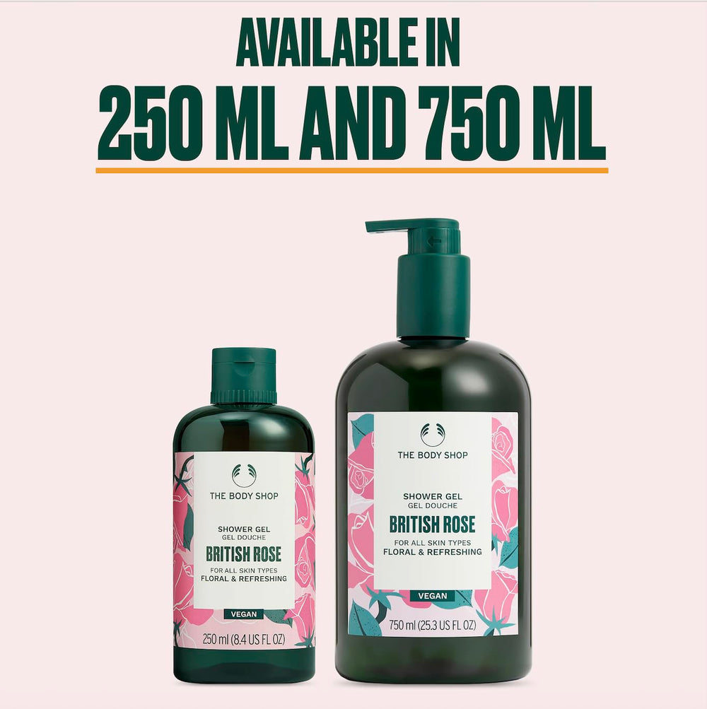 The Body Shop British Rose Shower Gel, sensation de douceur après lavage