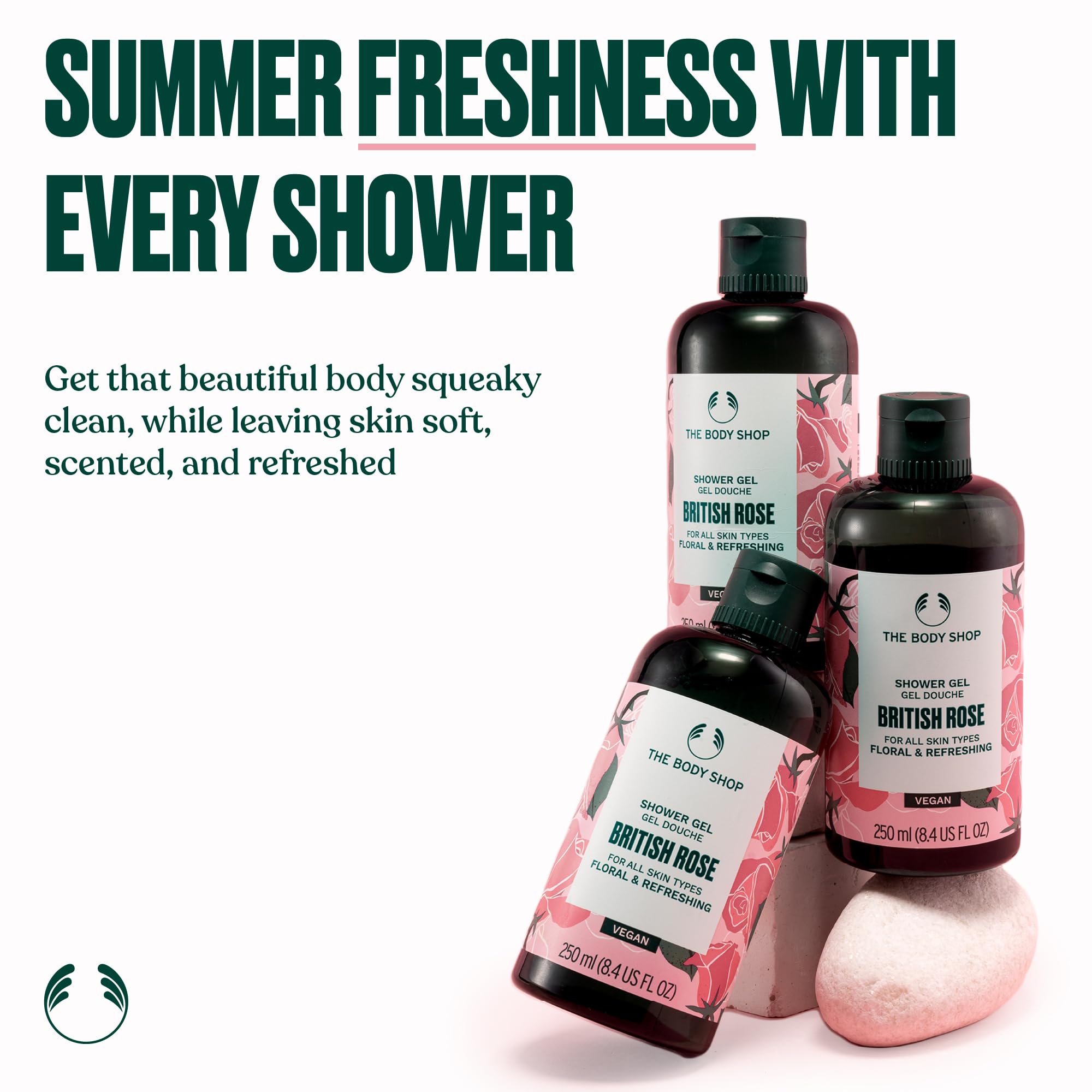 The Body Shop British Rose Shower Gel, mousse généreuse prête à laver en douceur