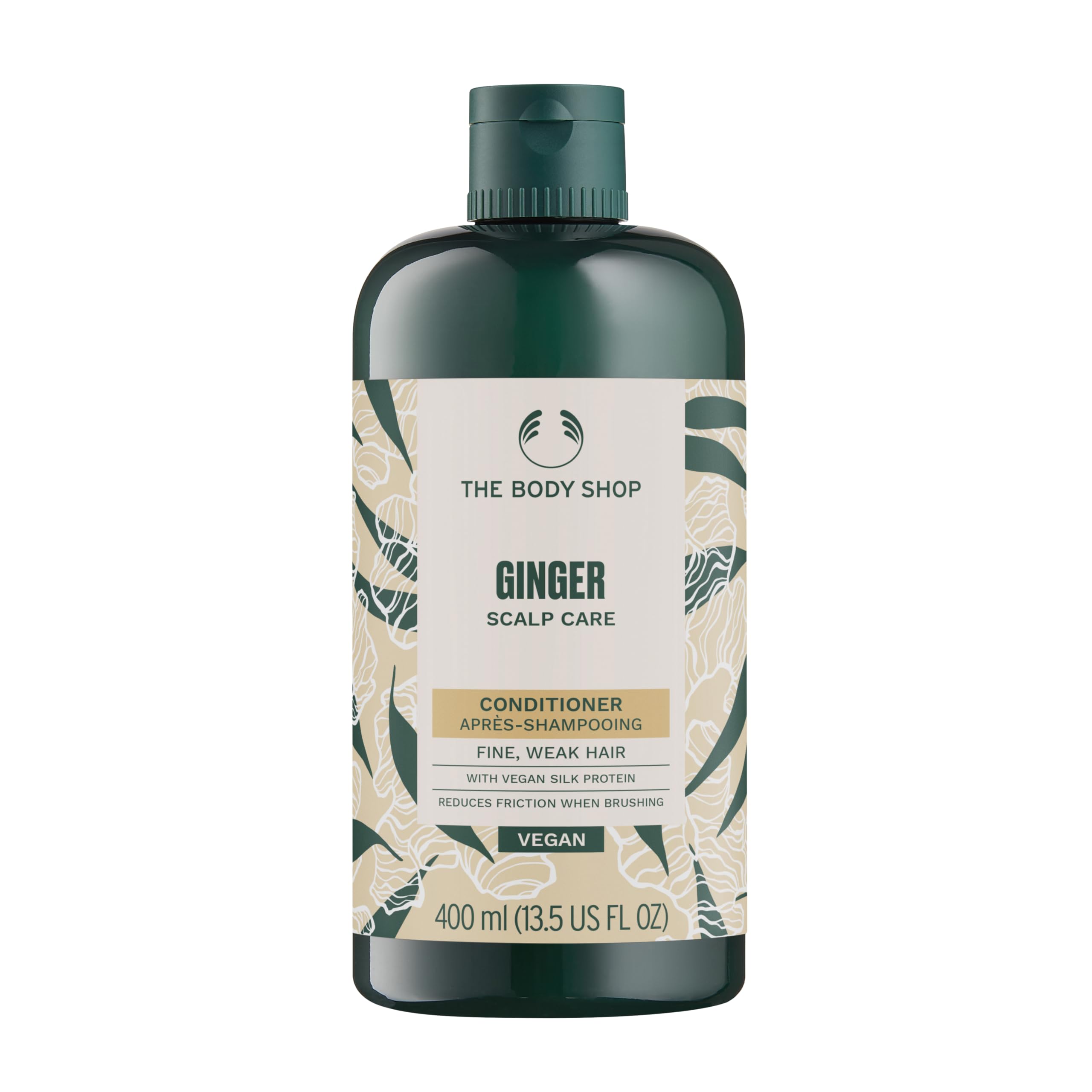 The Body Shop Soin cuir chevelu gingembre - bouteille 400 ml, soin nourrissant pour cheveux fins.