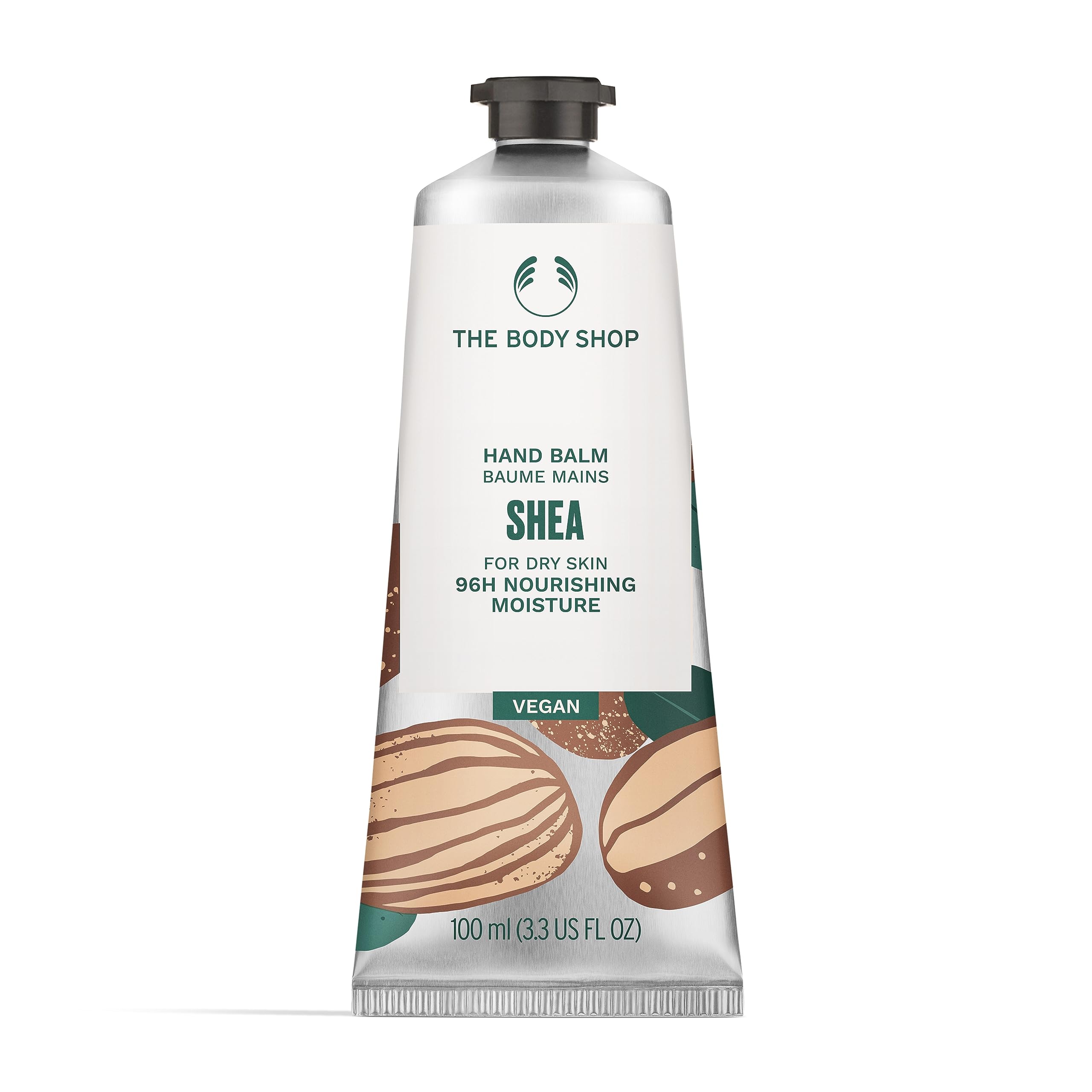 The Body Shop Shea Hand Balm, pot karité, hydratation rapide pour les mains.
