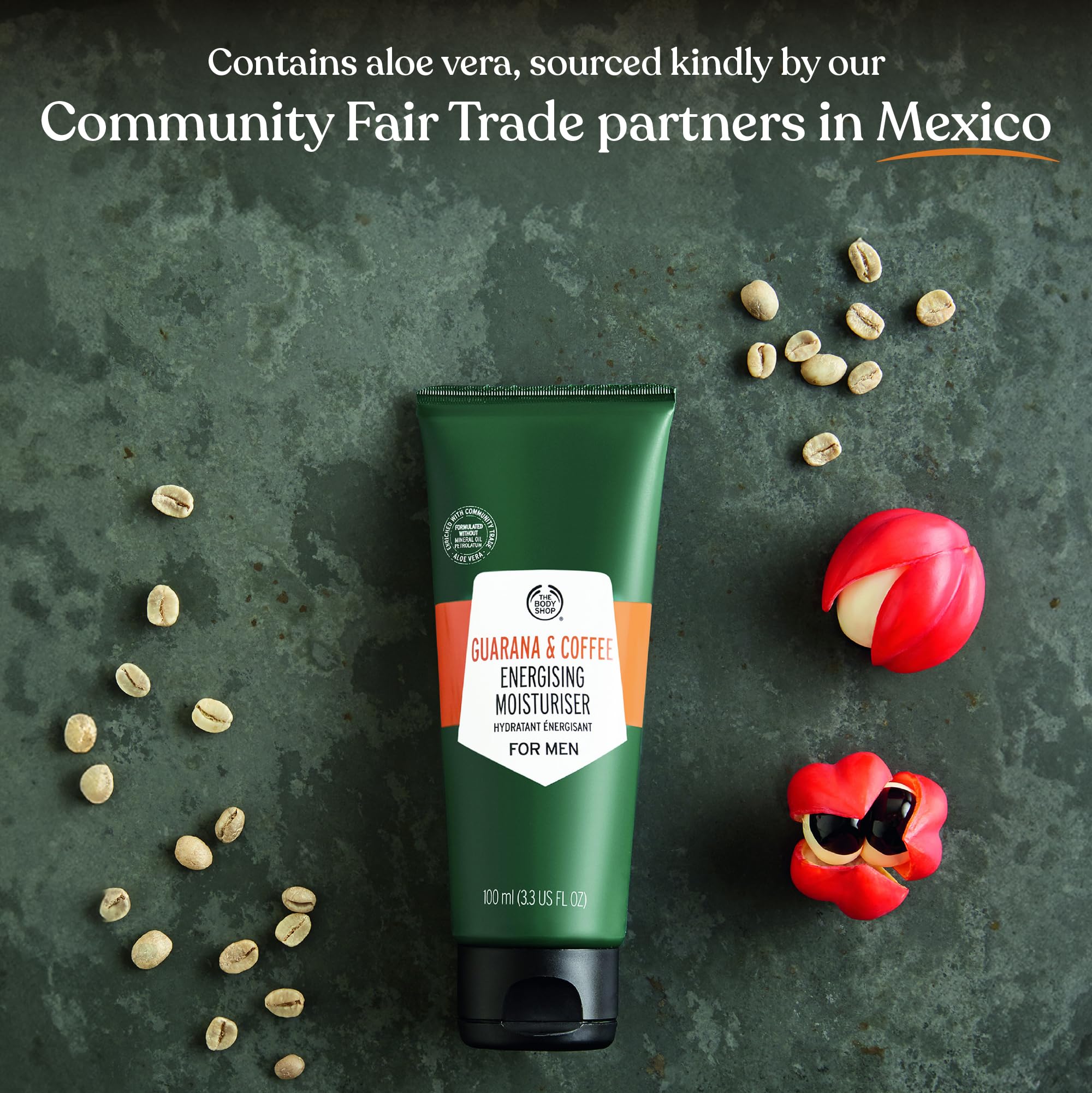 The Body Shop Guarana Café énergisant – hydratation 24h, peau prête pour la journée.