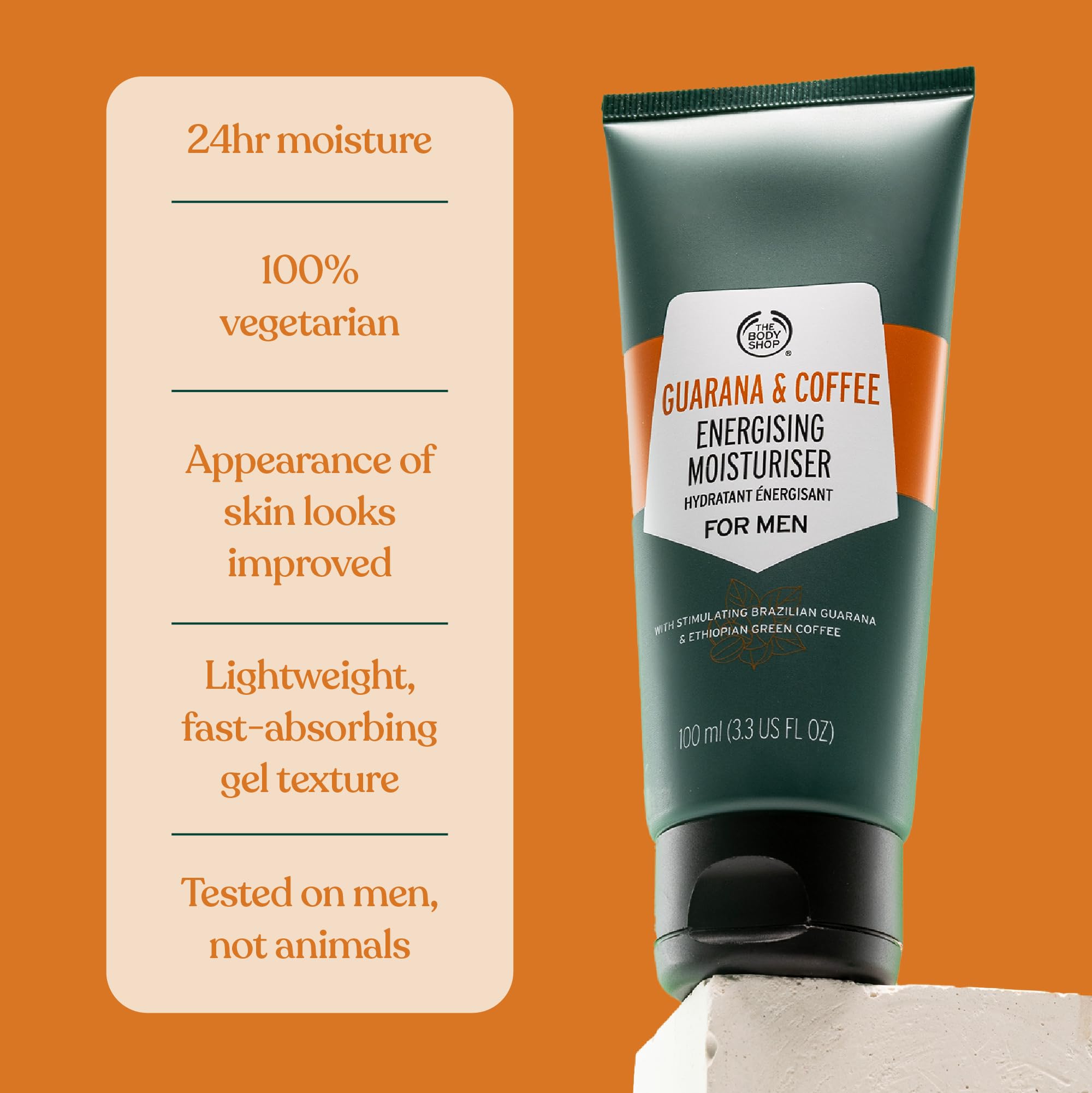 The Body Shop Guarana Café énergisant – peau visiblement reposée et tonifiée après l’utilisation.