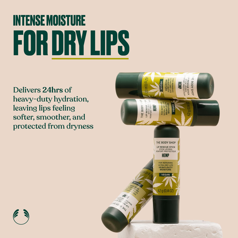 Hydratation en profondeur pour lèvres sèches grâce au soin The Body Shop.