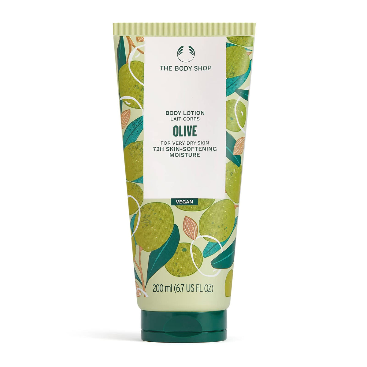 The Body Shop Olive Lotion, flacon, hydratation durable pour peau très sèche.