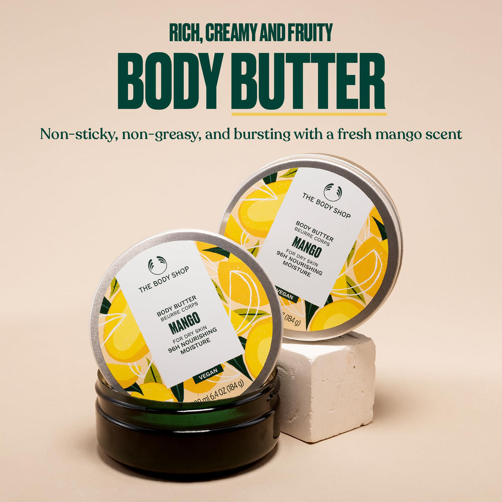 The Body Shop Mango Body Butter affiche une lueur naturelle après application.
