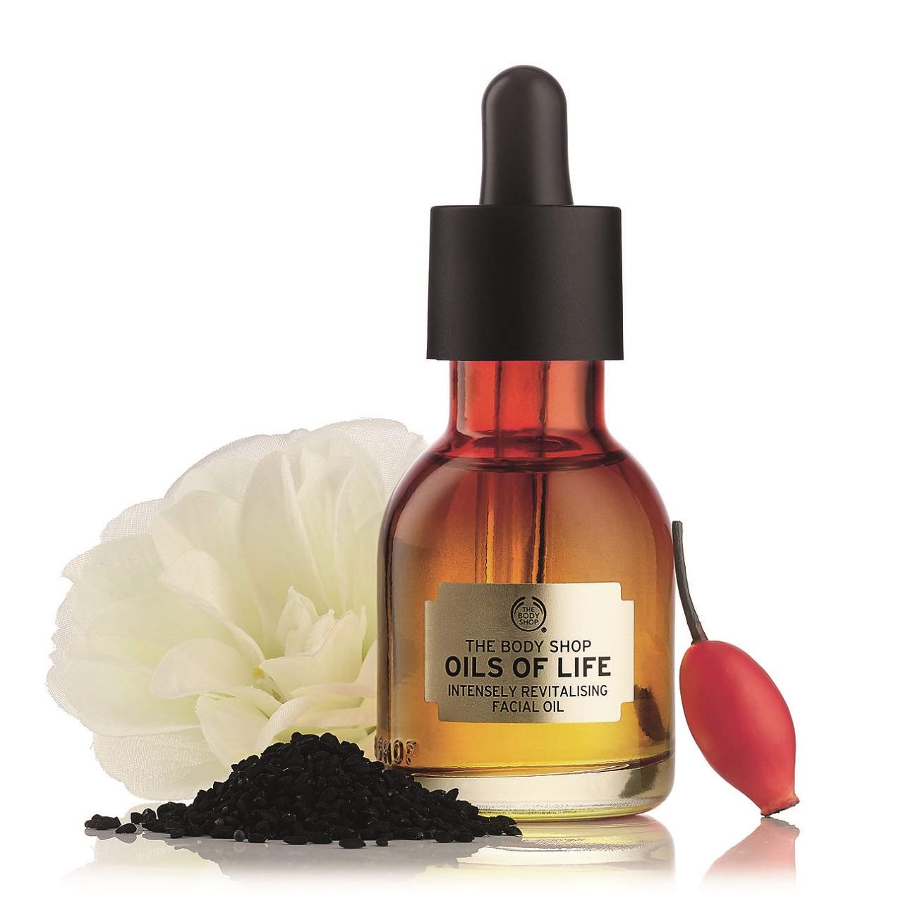 The Body Shop Oils of Life – emballage et etiquette montrant les ingrédients naturels
