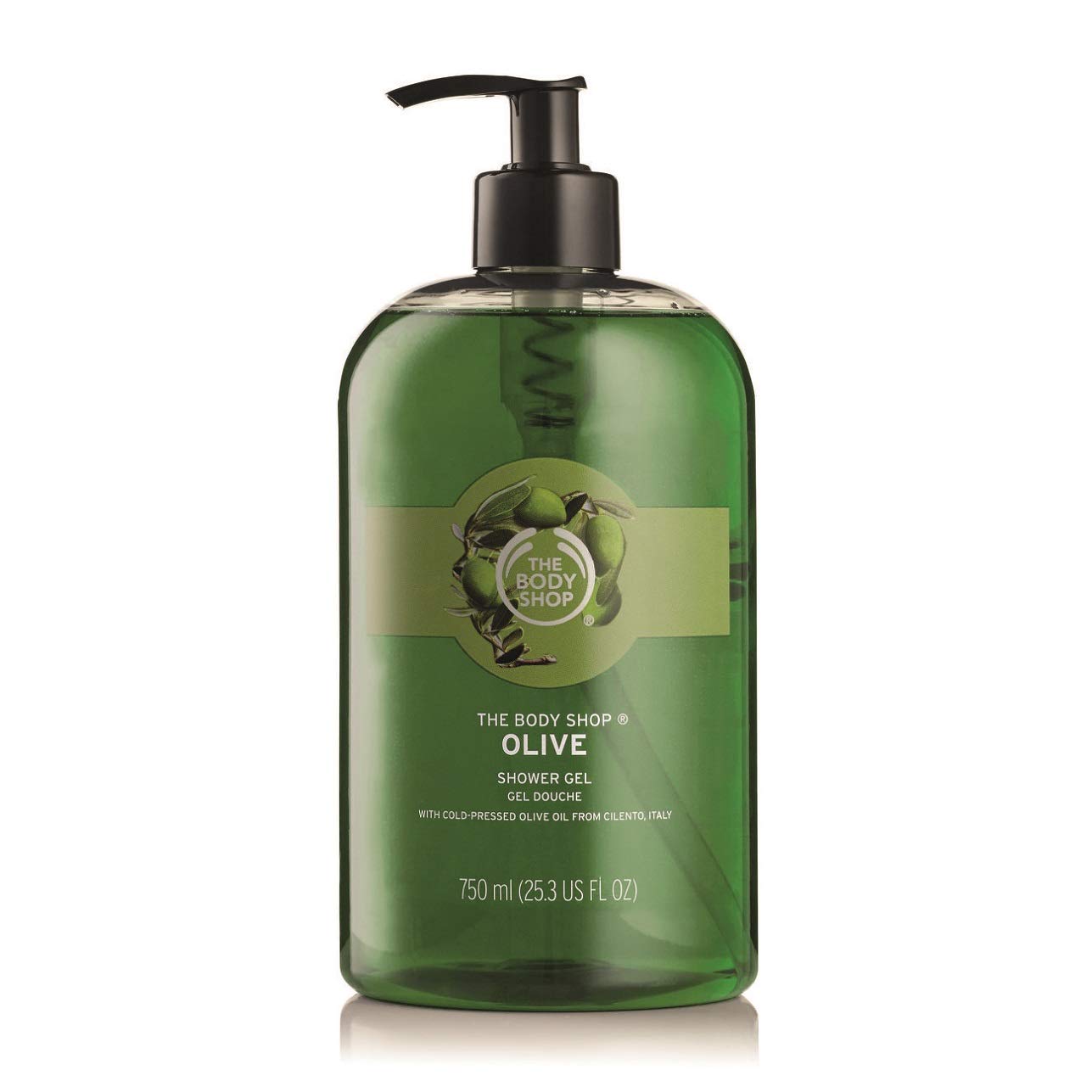 The Body Shop Olive Shower Gel: bouteille jumbo bien visible, lavage rafraîchissant