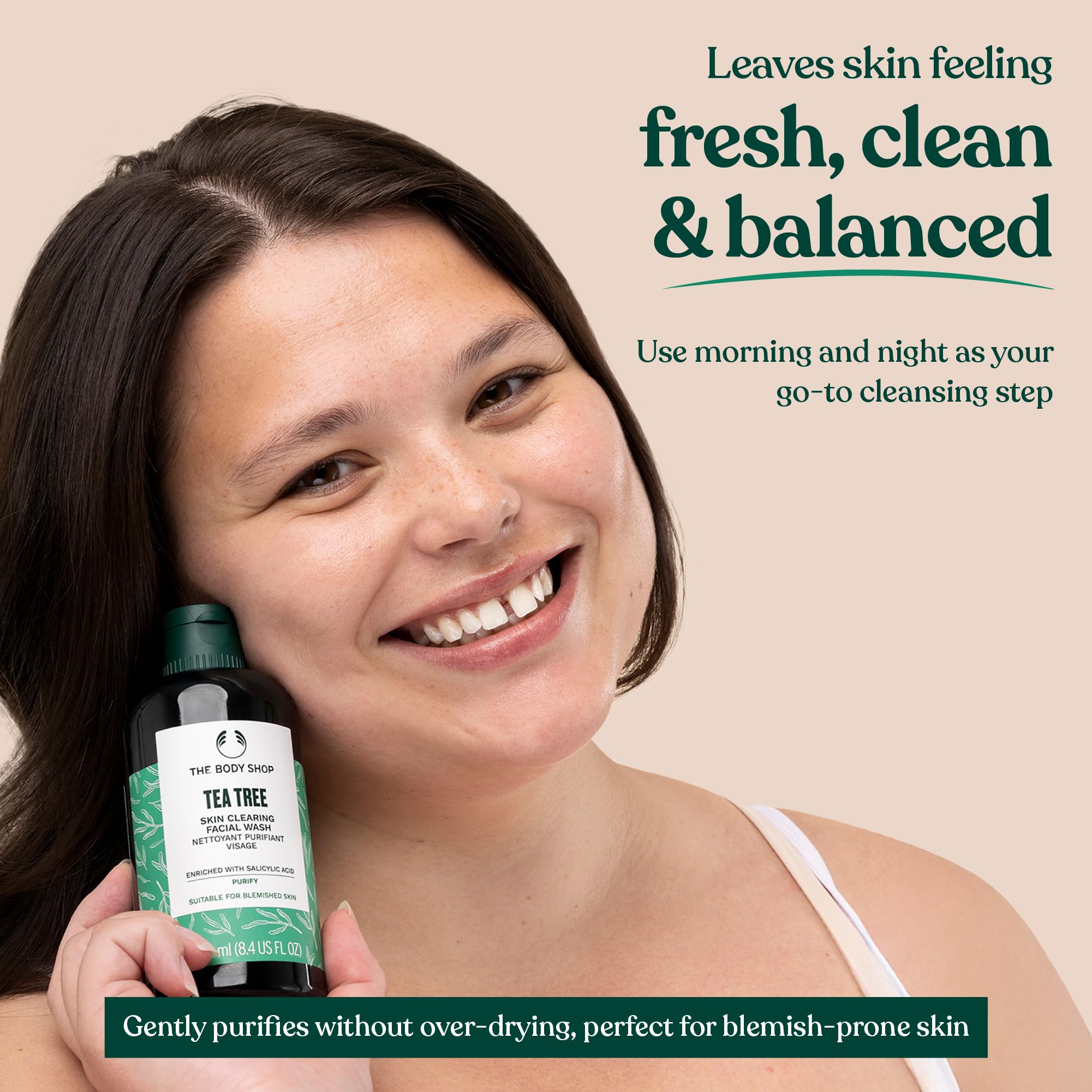The Body Shop routine quotidienne arbre à thé pour peau nette et équilibrée.