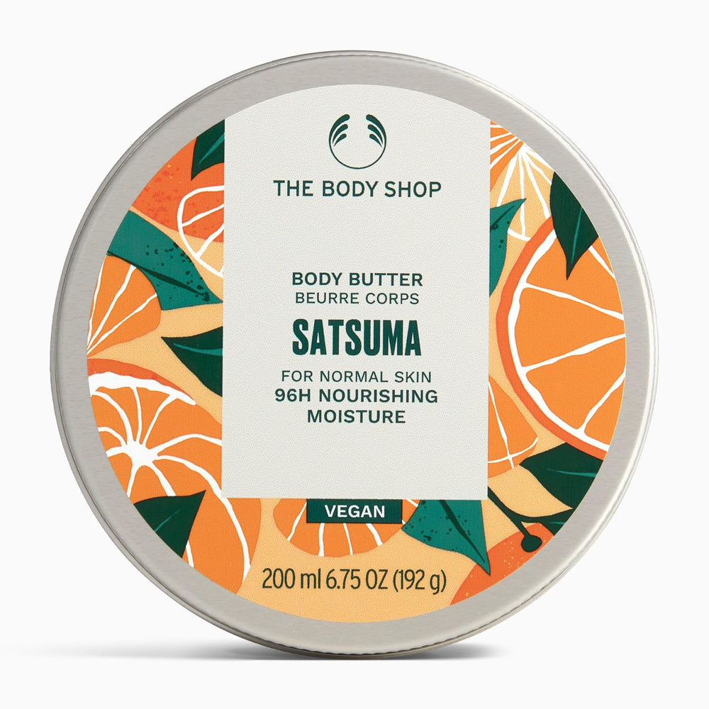 The Body Shop Satsuma Body Butter, texture onctueuse et nourrissante pour peau normale.
