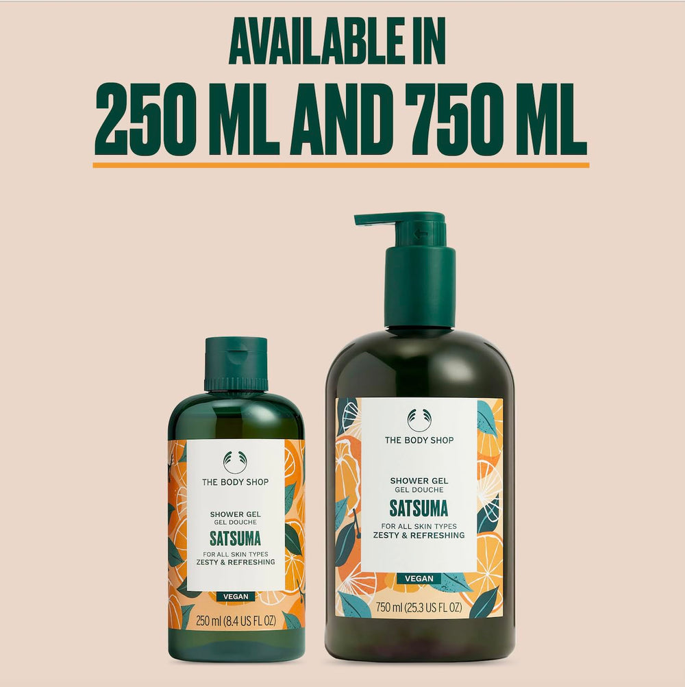 The Body Shop Satsuma Gel Douche, version vegan certifiée pour une routine éthique.