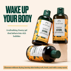 The Body Shop Satsuma Gel Douche, parfum citronné qui réveille le rituel douche.