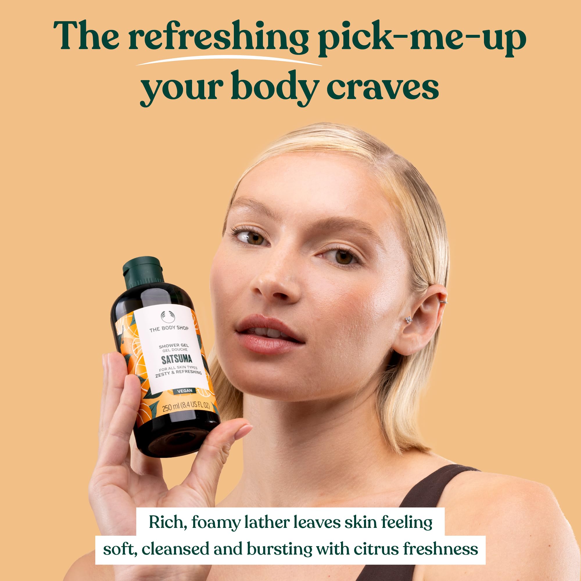 The Body Shop Satsuma Gel Douche, adapté à tous types de peau pour une propreté douce.