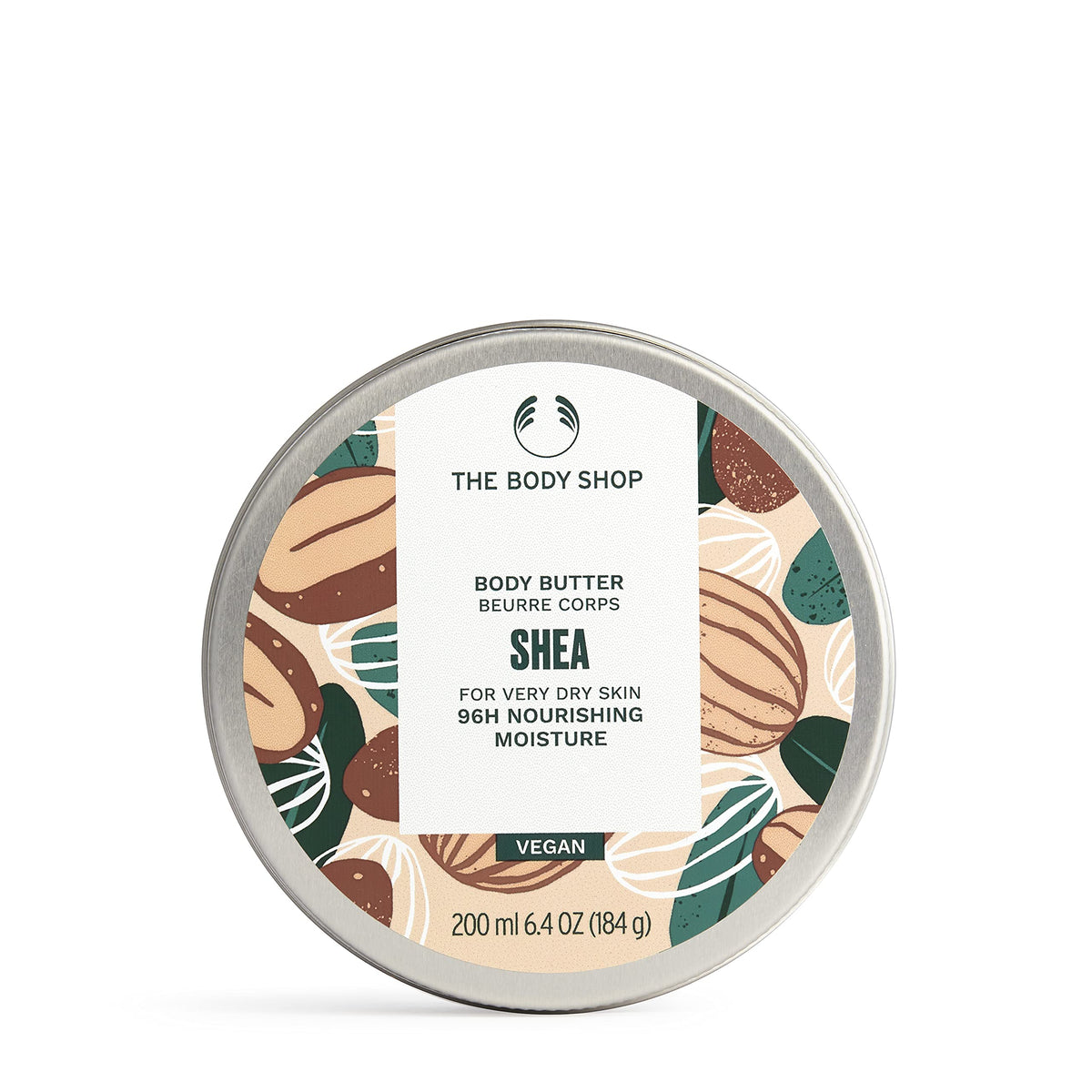 The Body Shop Shea Body Butter sur emballage recyclable pour une utilisation responsable.
