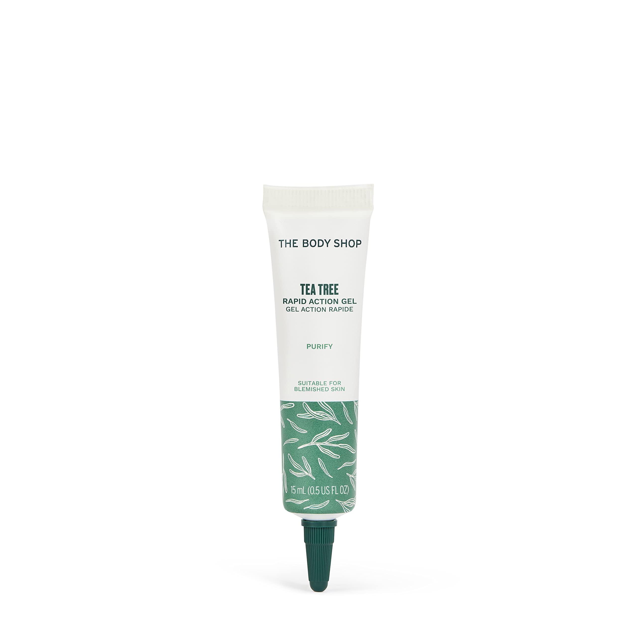 The Body Shop Tea Tree Gel Action Rapide dans sa bouteille, soin ciblé pour les imperfections.