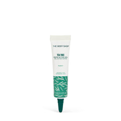 The Body Shop Tea Tree Gel Action Rapide dans sa bouteille, soin ciblé pour les imperfections.