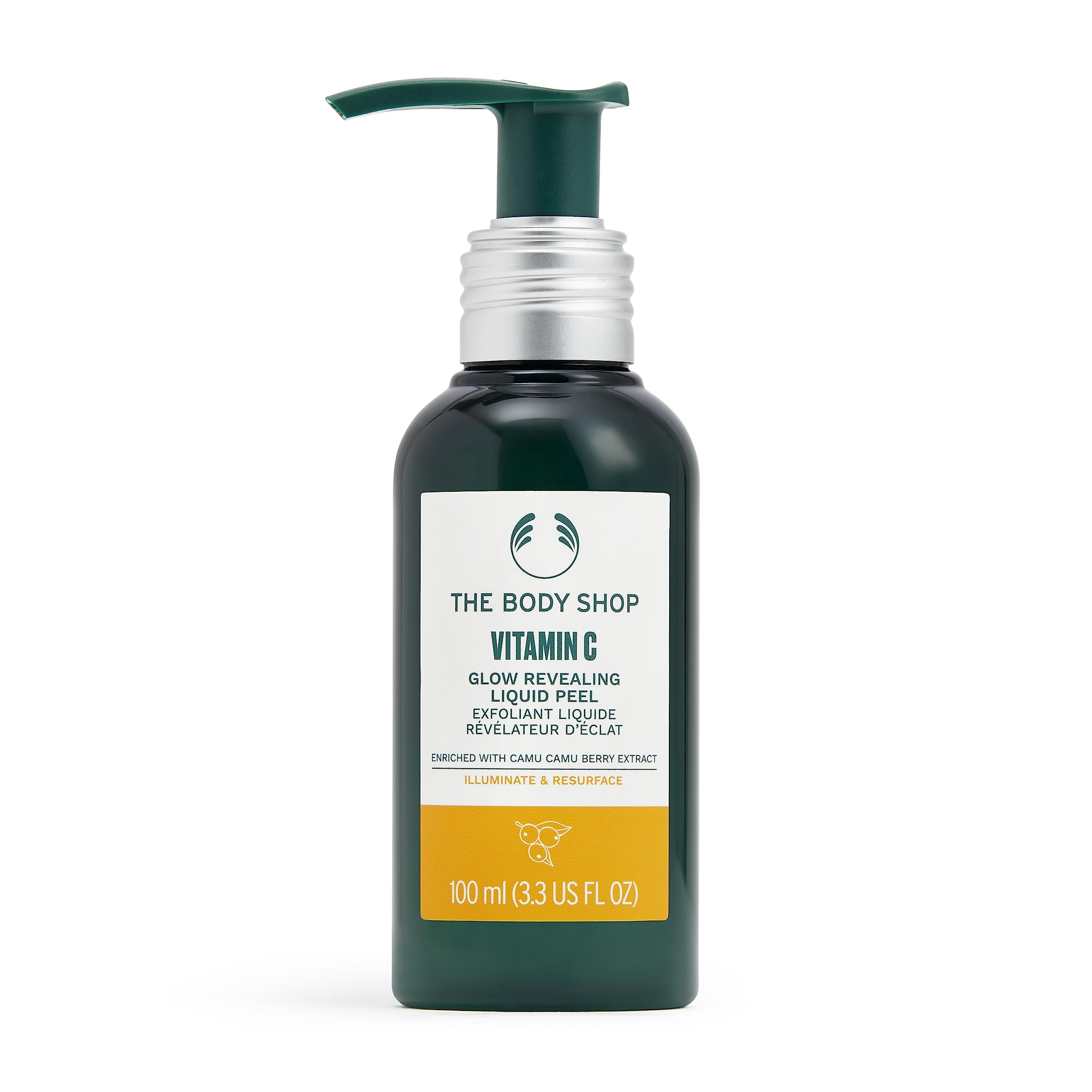 Bouteille The Body Shop Vitamin C Glow-Revealing Liquid Peel prête à révéler l’éclat