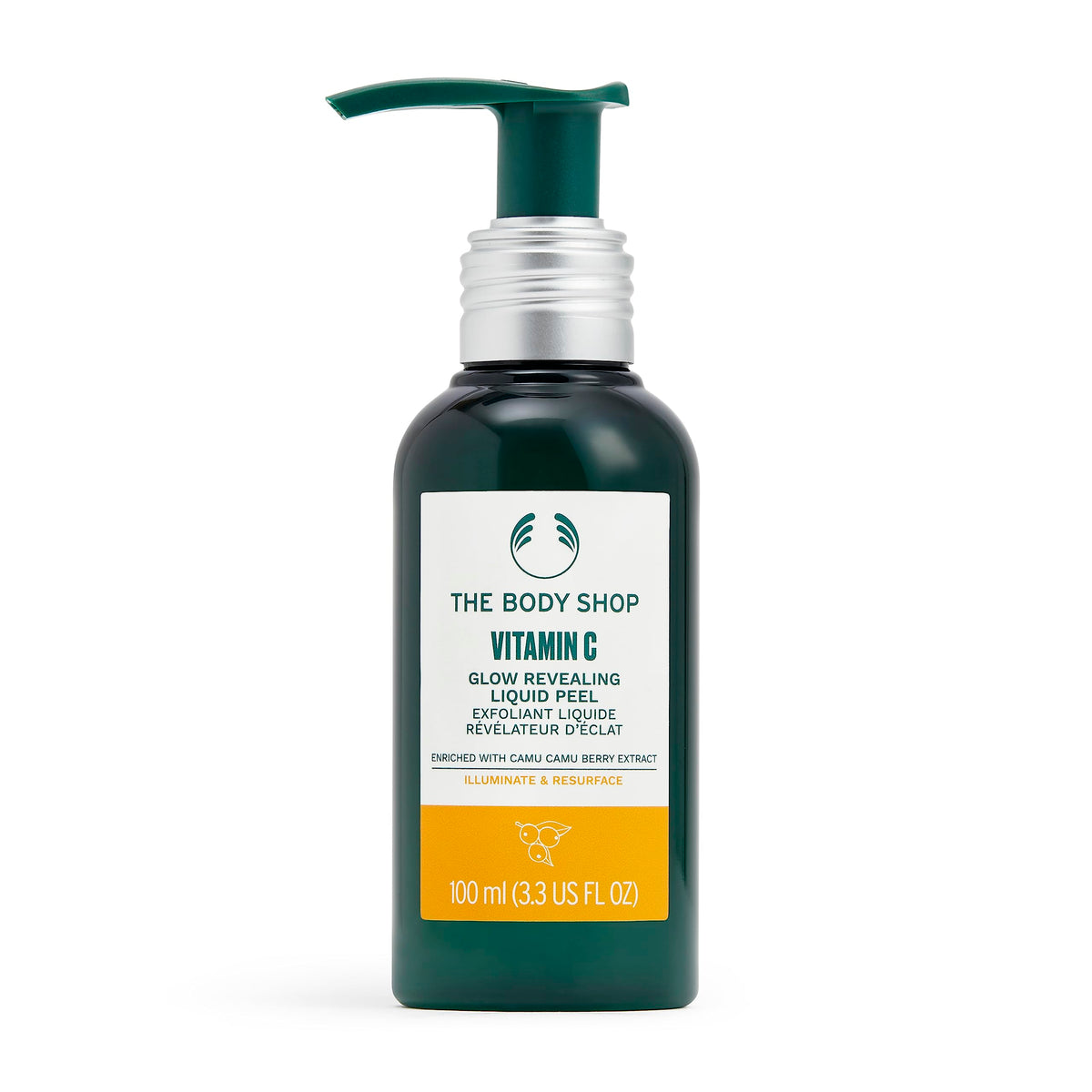 Bouteille The Body Shop Vitamin C Glow-Revealing Liquid Peel prête à révéler l’éclat