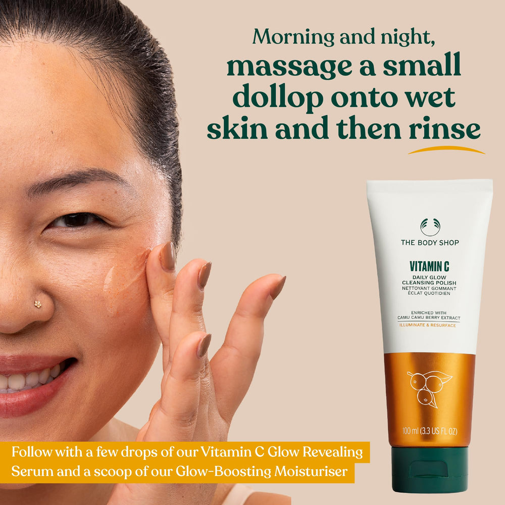 Routine The Body Shop Vitamin C : nettoyant, sérum et hydratant pour l éclat.