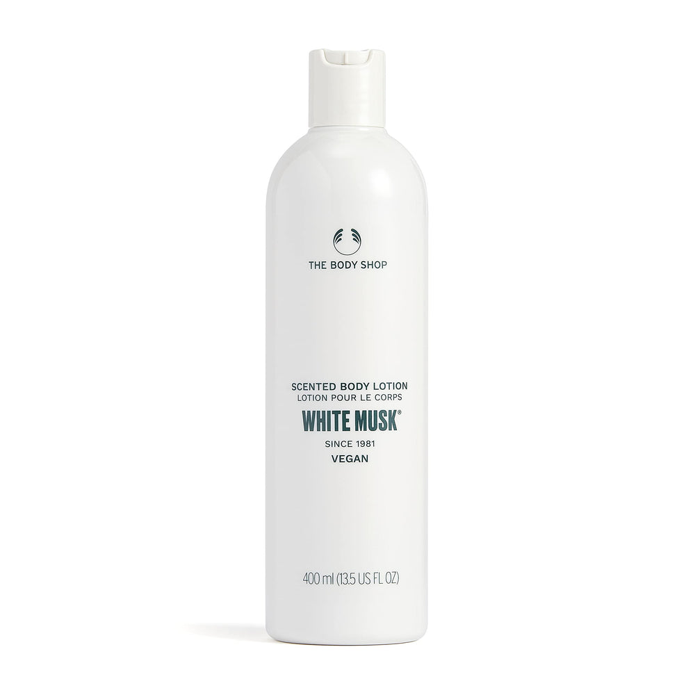 The Body Shop White Musk Lotion Corps – bouteille prête à hydrater et parfumer délicatement.