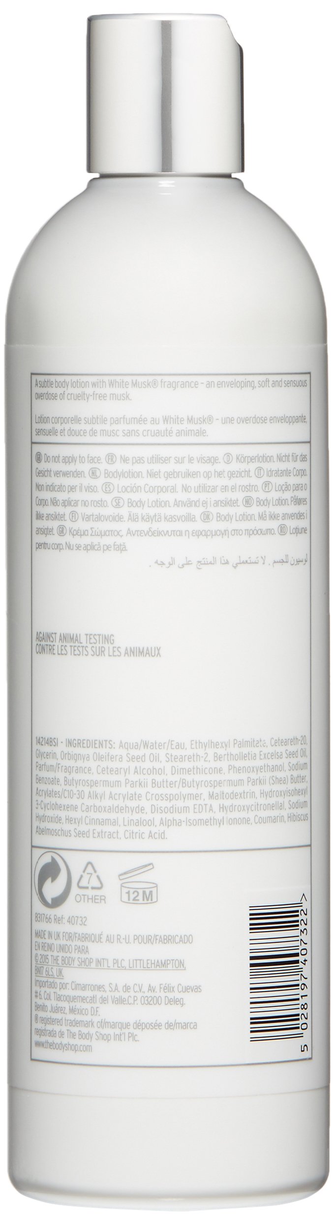 The Body Shop White Musk Lotion – crème veloutée pour une hydratation légère et parfumée.