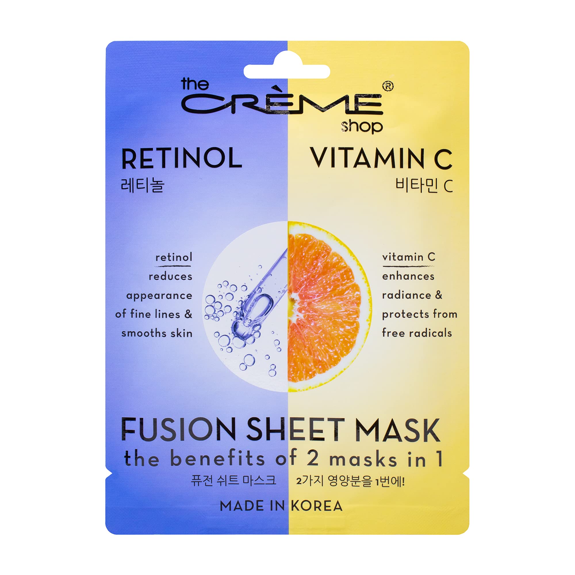 The Crème Shop masque-feuille fusion Rétinol et Vitamine C pour éclat et fermeté