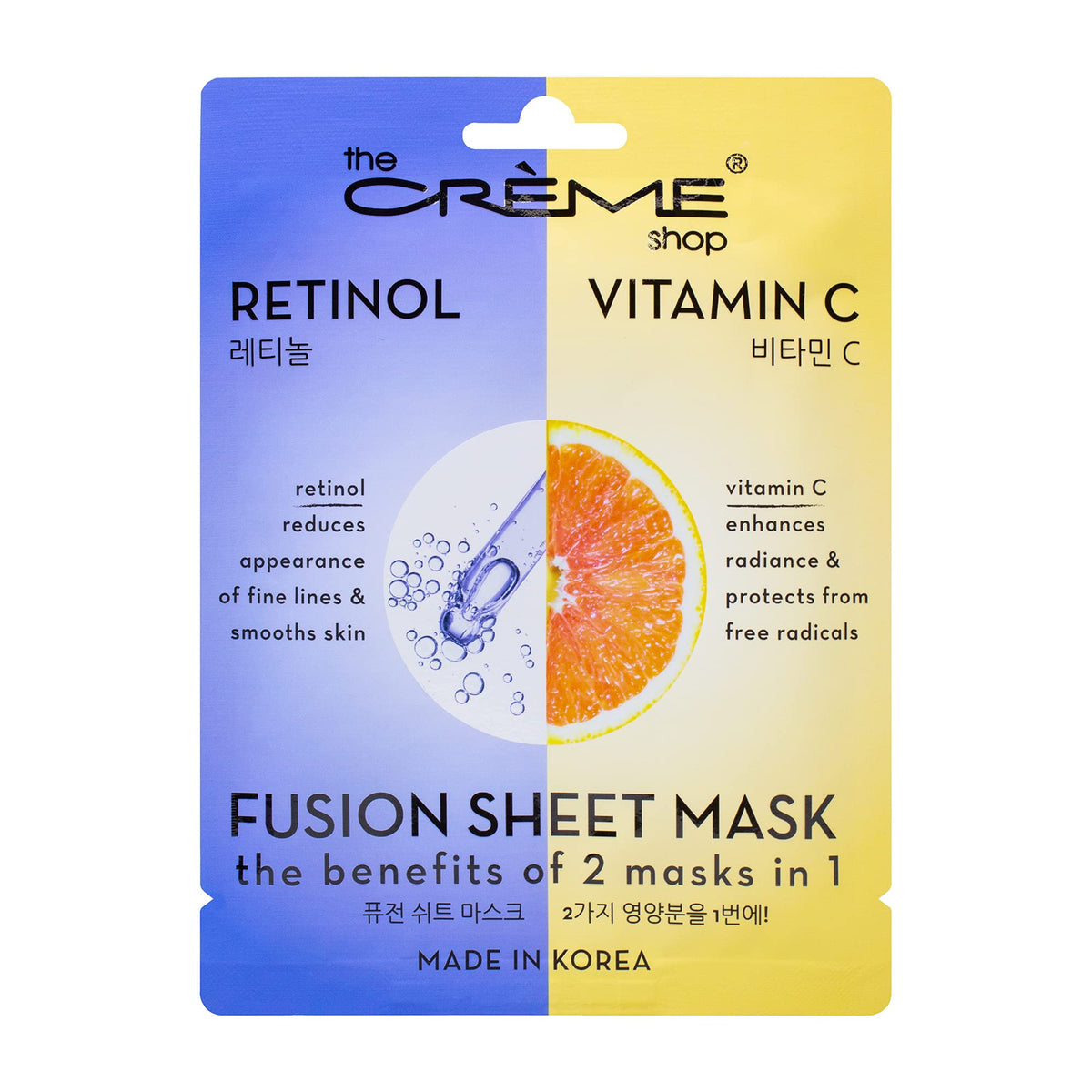 The Crème Shop masque-feuille fusion Rétinol et Vitamine C pour éclat et fermeté