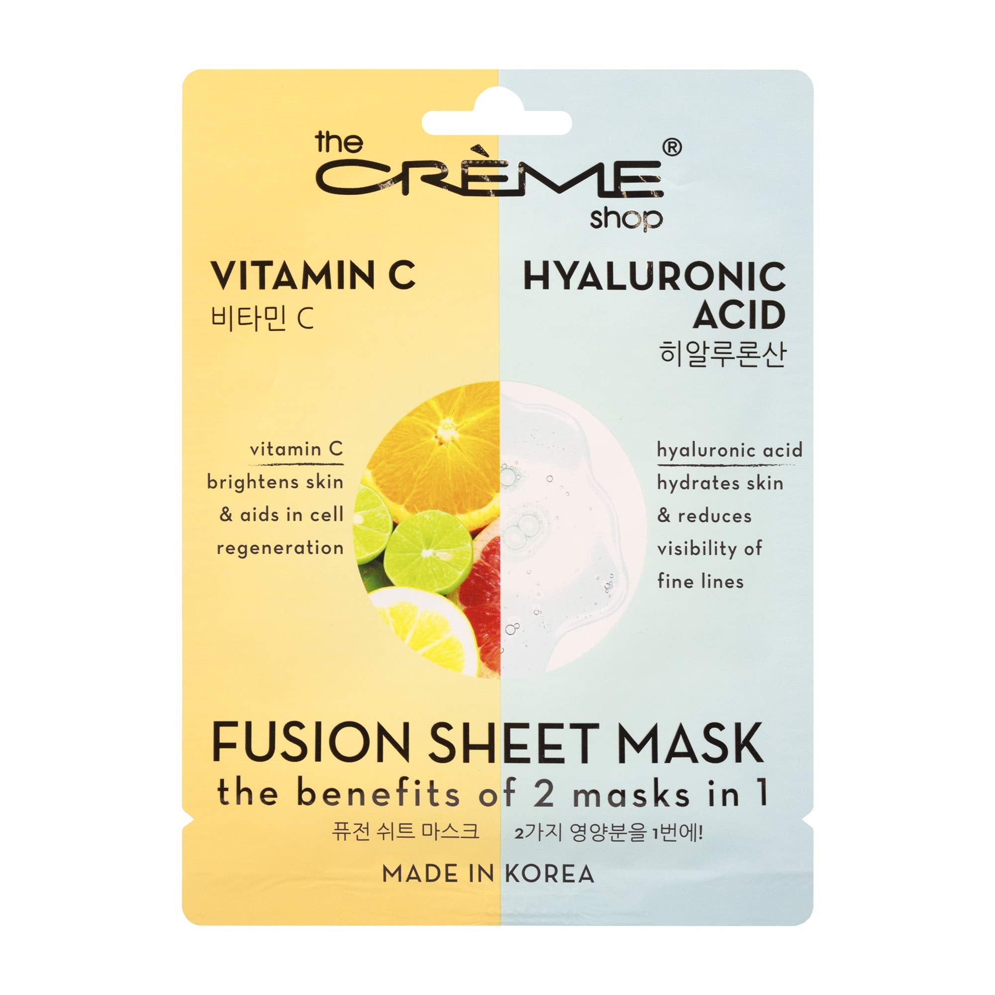 The Crème Shop masque visage hydratant et lumineux grâce à l’acide hyaluronique.