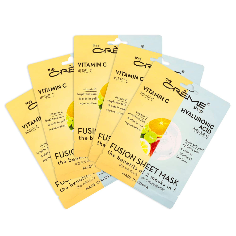 The Crème Shop masque fusion vitamine C et acide hyaluronique – éclat et hydratation.