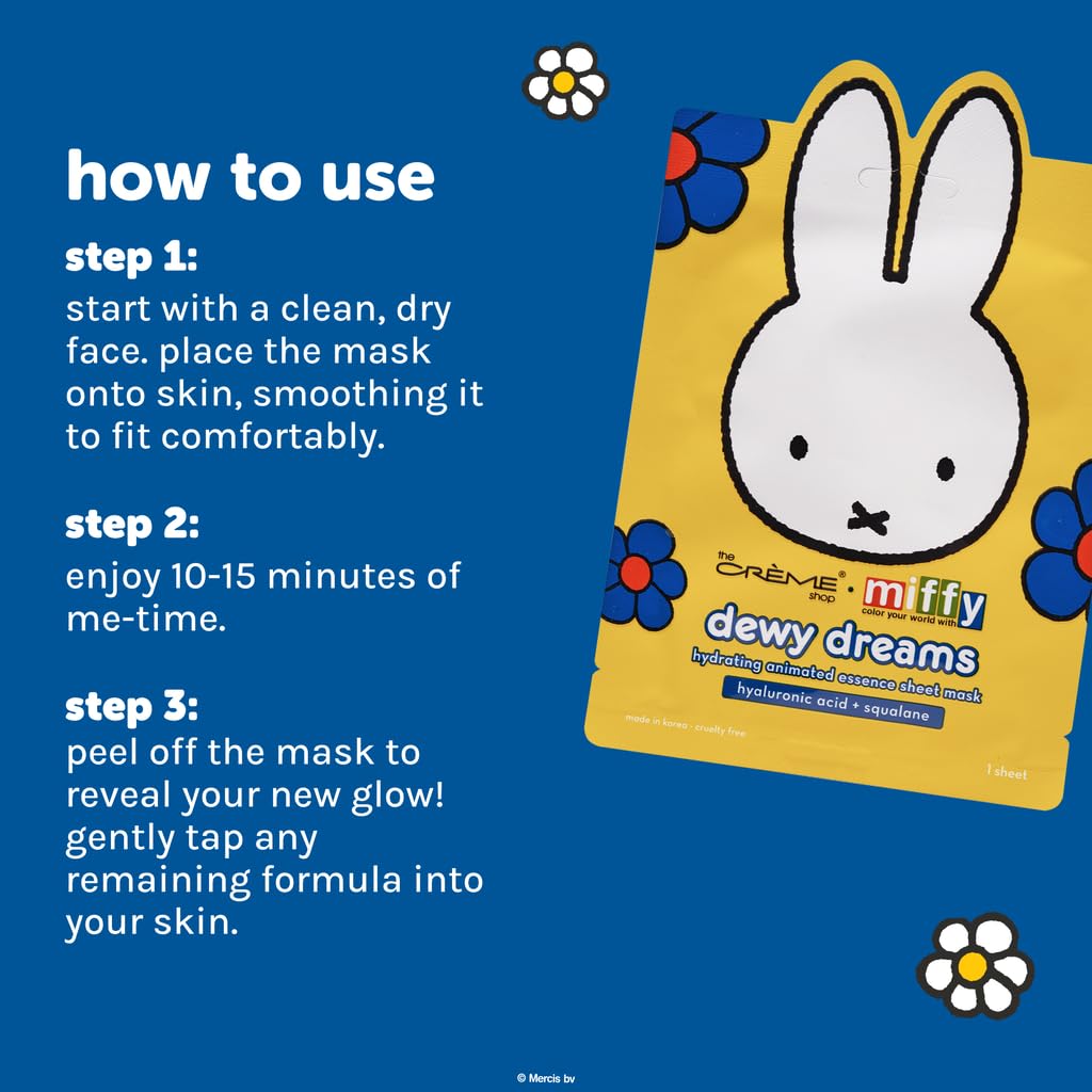 The Crème Shop Miffy Dewy Dreams mask during application for quick hydration boost