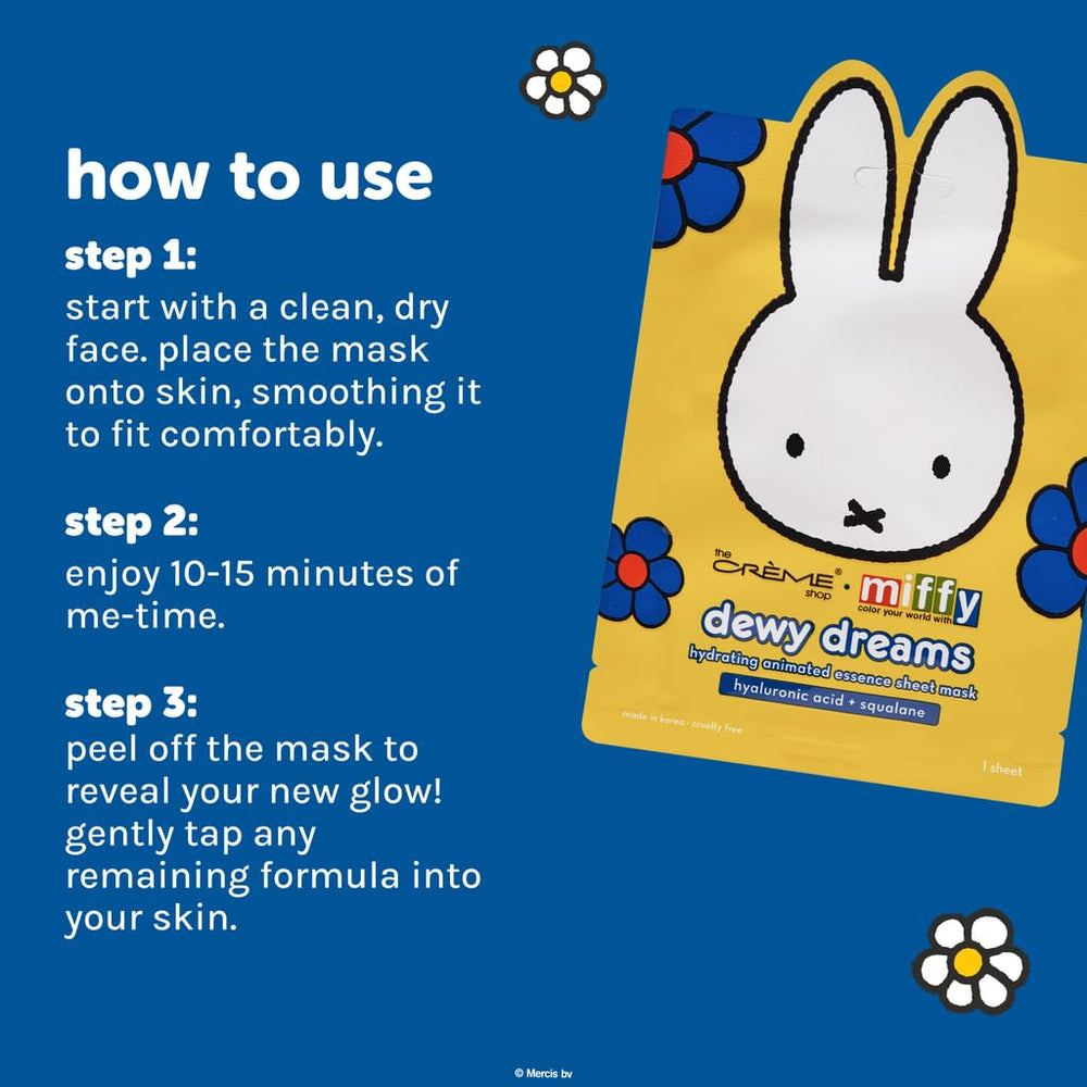 The Crème Shop Miffy Dewy Dreams mask during application for quick hydration boost