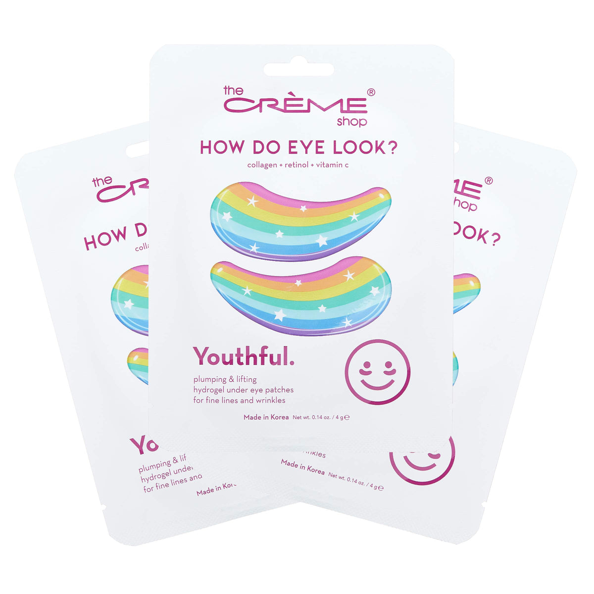 Patchs hydrogel The Crème Shop pour les yeux jeunesse – application ciblée et rafraîchissante.